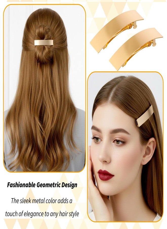 Shimmeroo 2Pcs Gold Hair Clips for Women,French Barrette Minimalist Gold Hair Barrettes-Metal Flat Barrettes Hairs Accessories for Women,Lady Christmas Gifts - Image 4